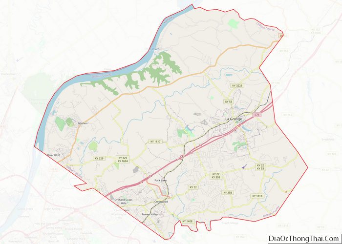 Map of Oldham County, Kentucky