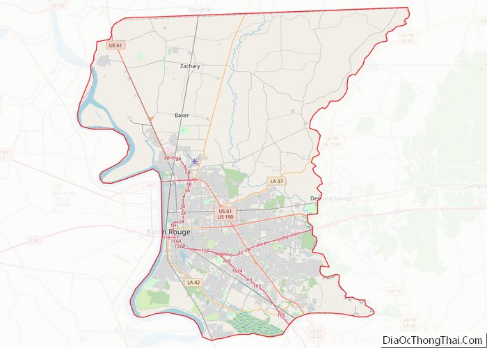 Map of East Baton Rouge Parish