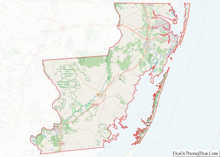 Map of Worcester County