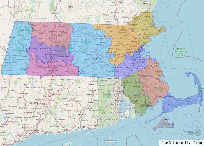 Political map of Massachusetts State - Printable Collection