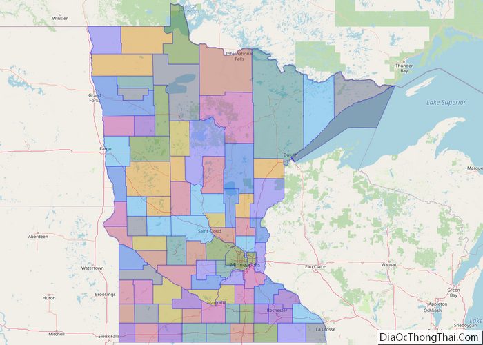 Political map of Minnesota State - Printable Collection