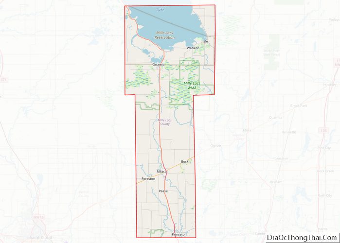 Map of Mille Lacs County