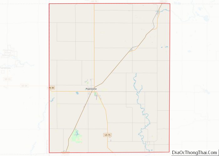 Map of Pipestone County, Minnesota - Thong Thai Real