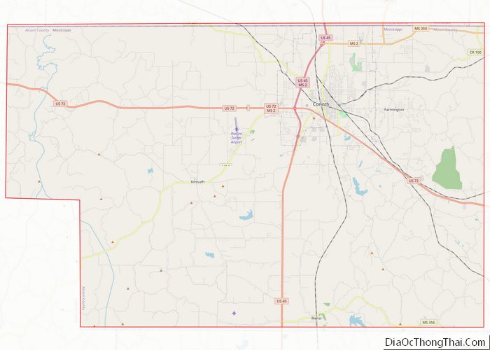 Map of Alcorn County