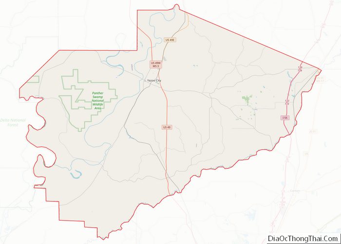 Map of Yazoo County