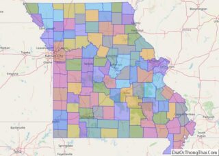 Political map of Missouri State – Printable Collection