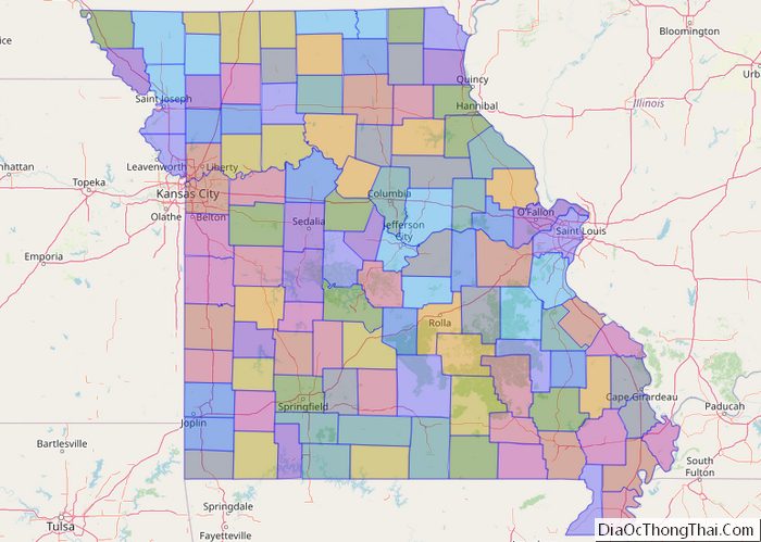 Political map of Missouri State - Printable Collection