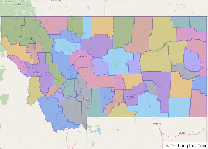 Political map of Montana State - Printable Collection