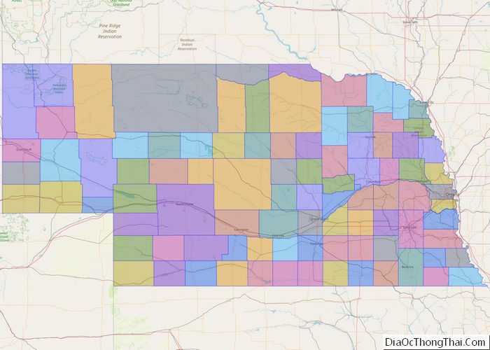 Political map of Nebraska State - Printable Collection
