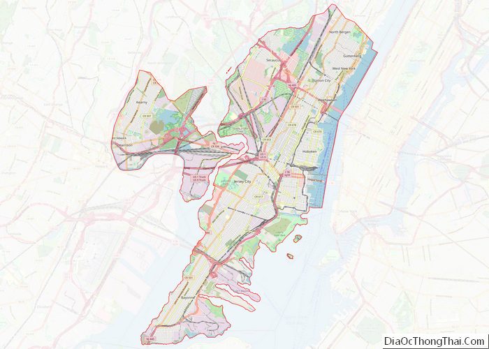 Map of Hudson County