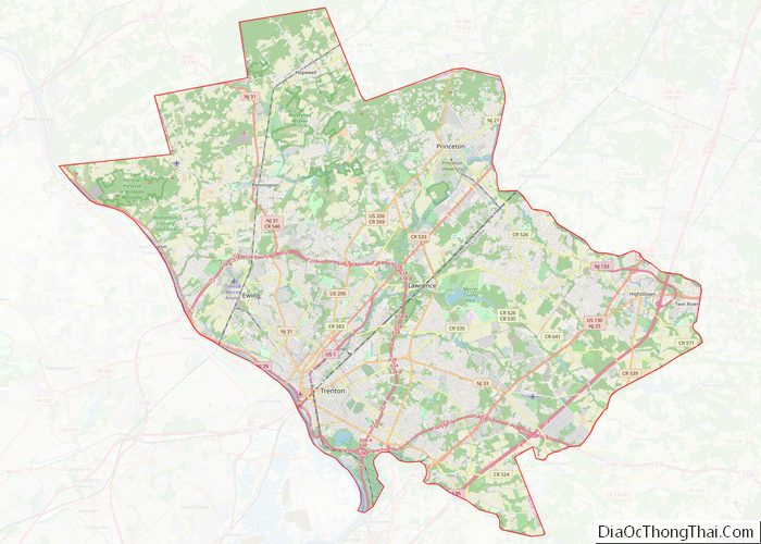 Map of Mercer County