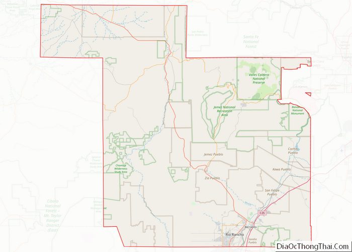 Map of Sandoval County, New Mexico - Thong Thai Real