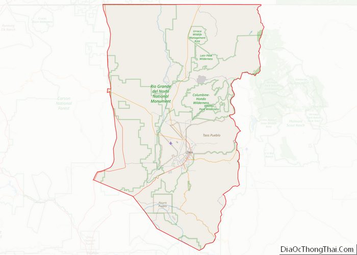 Map Of Taos County New Mexico   Usa  New Mexico  Taos 