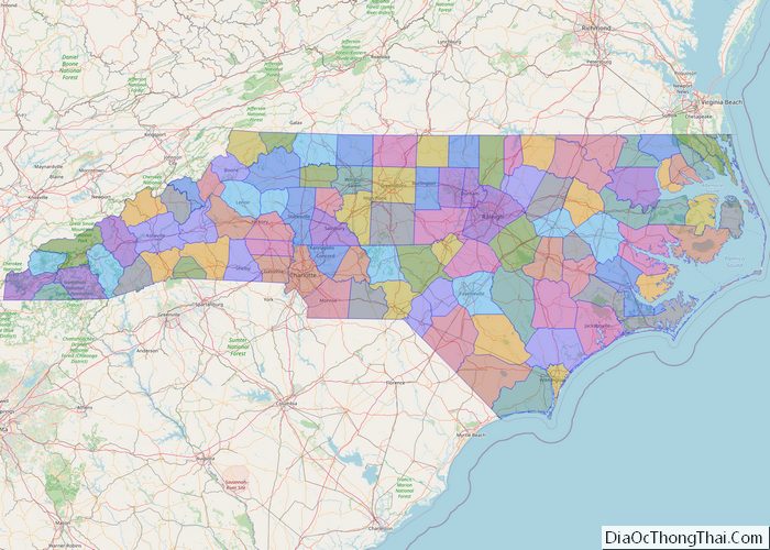 Political map of North Carolina State - Printable Collection