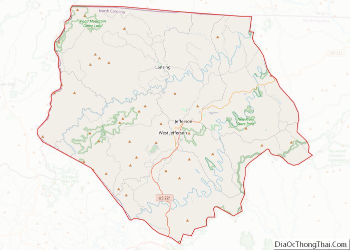 Map of Ashe County