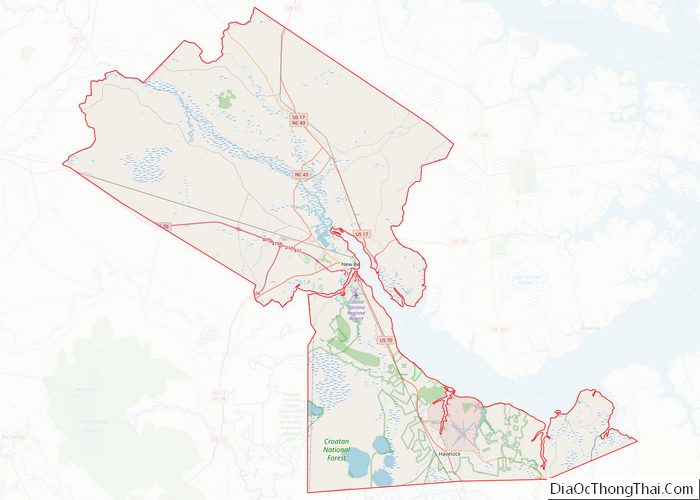 Map of Craven County