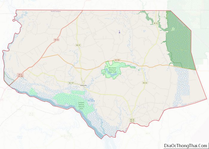 Map of Gates County