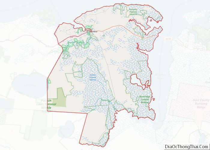 Map of Tyrrell County