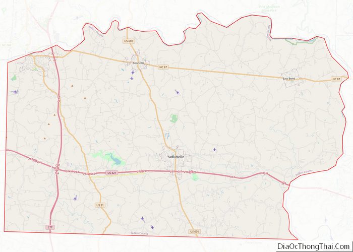 Map of Yadkin County