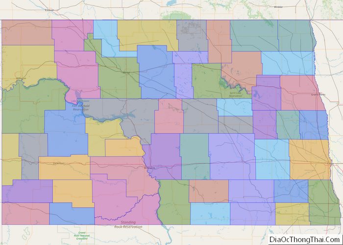 Political map of North Dakota State - Printable Collection