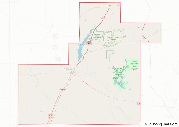 Map of Atoka County