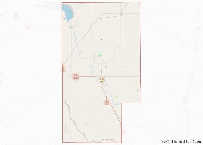 Map Of Blaine County Oklahoma 8797