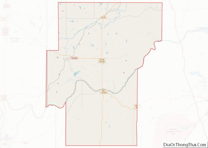 Map of Hughes County, Oklahoma