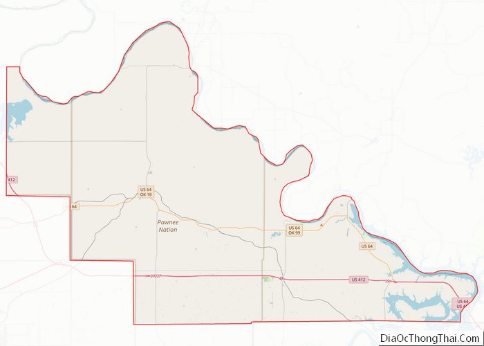 Map of Pawnee County, Oklahoma