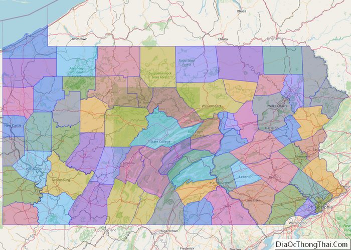 Political map of Pennsylvania State - Printable Collection