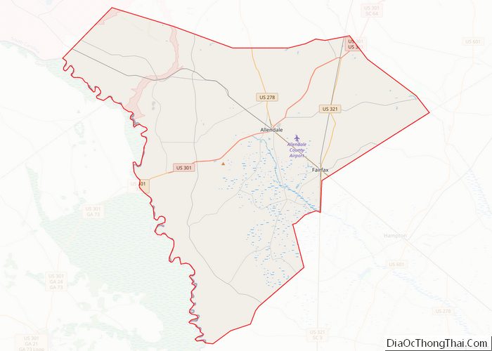 Map of Allendale County