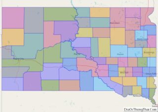 Political map of South Dakota State – Printable Collection