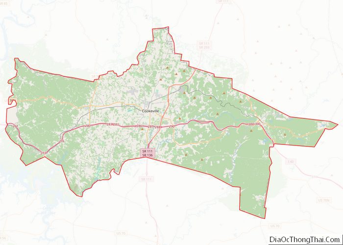 Map of Putnam County, Tennessee