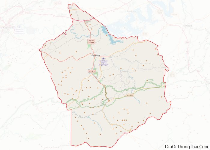 Map of Sevier County