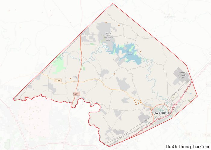 Map Of Comal County Texas 5020