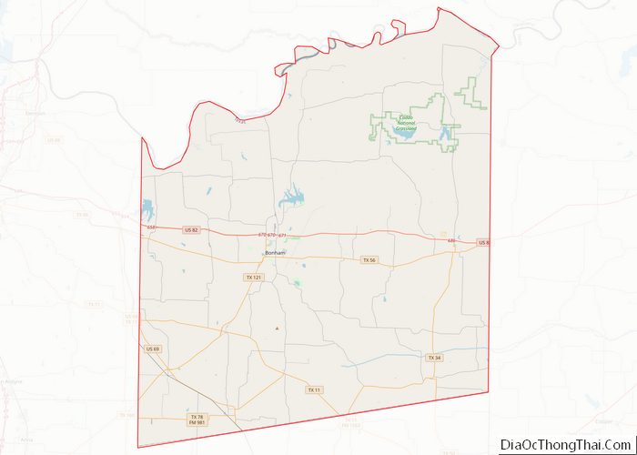 Map of Fannin County