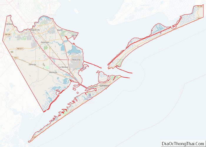 Map of Galveston County
