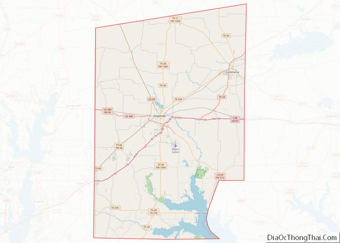 Map of Hunt County