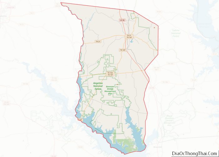 Map of San Augustine County