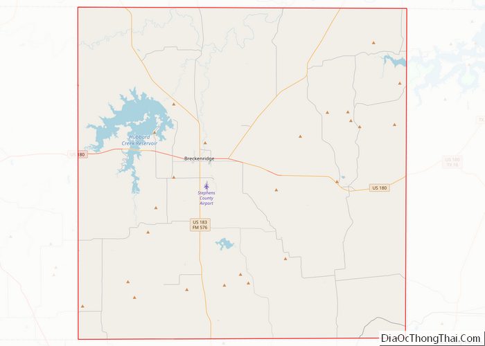 Map of Stephens County