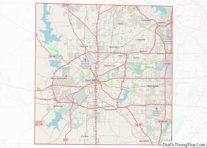 Map of Tarrant County, Texas - Thong Thai Real