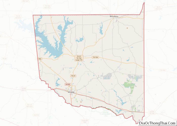 Map of Wood County, Texas