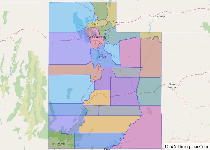 Political map of Utah State - Printable Collection