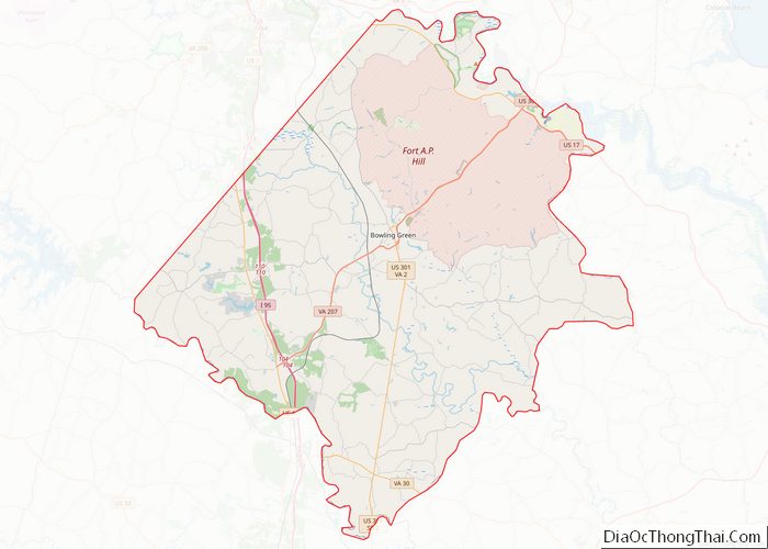 Map of Caroline County