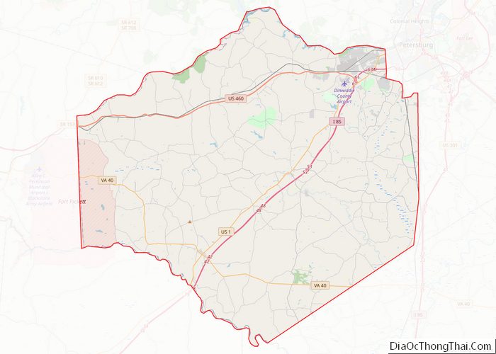 Map of Dinwiddie County