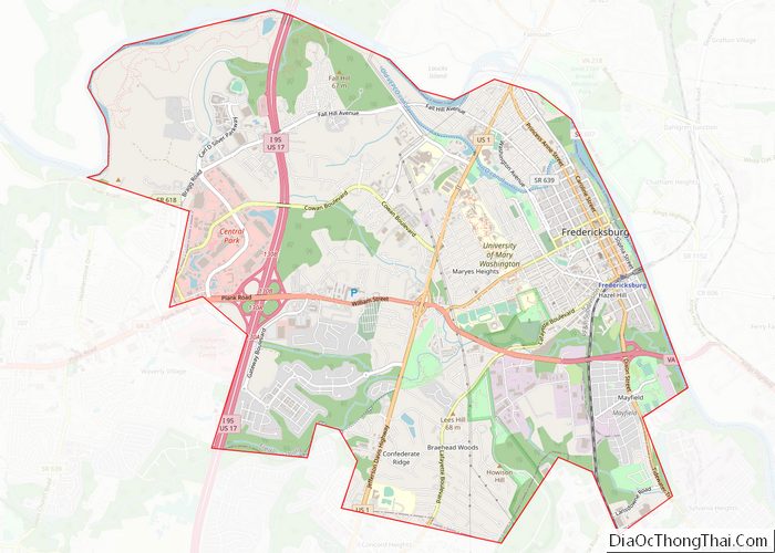 Map of Fredericksburg Independent City