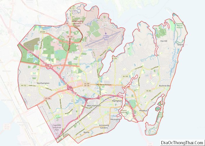 Map of Hampton City, Virginia