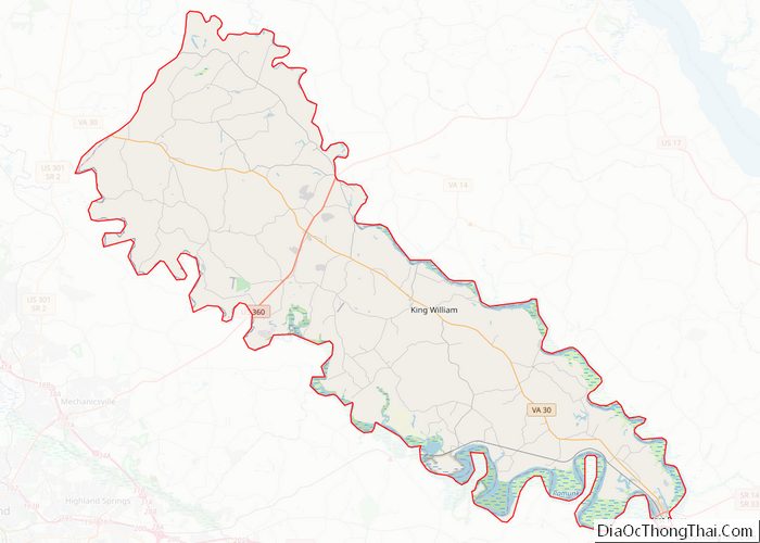 Map of King William County
