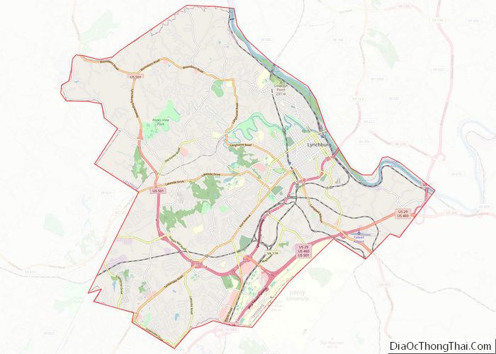 Map of Lynchburg Independent City