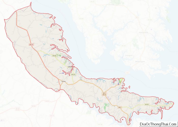 Map of Middlesex County, Virginia