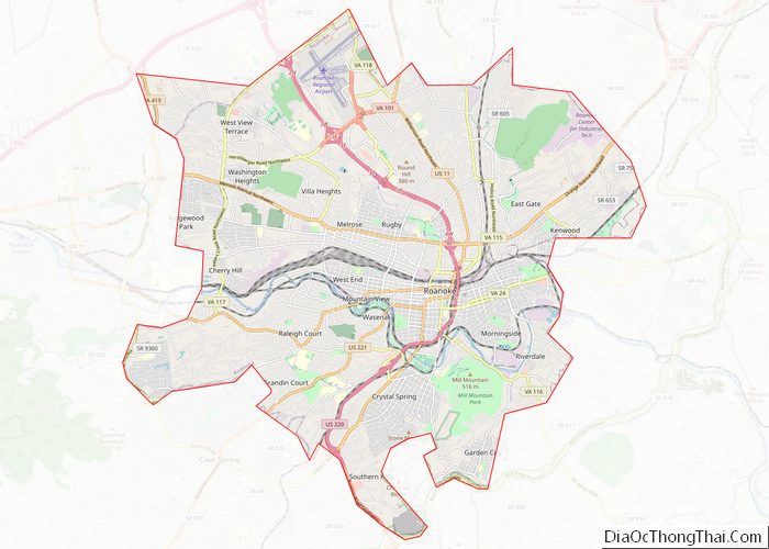 Map of Roanoke City Independent City